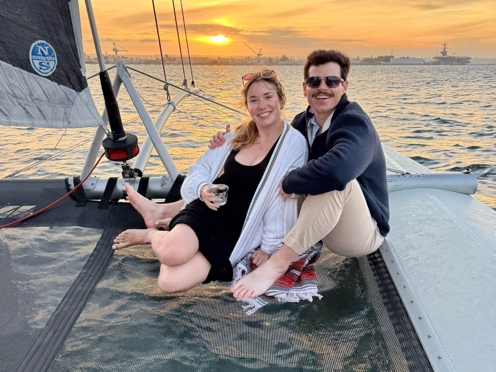 6 passengers:  Captained Catamaran Sailing on San Diego Bay w/Drinks