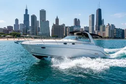 Anchor in the Famous Chicago Playpen! 37' Rinker Fiesta Vee boat photo