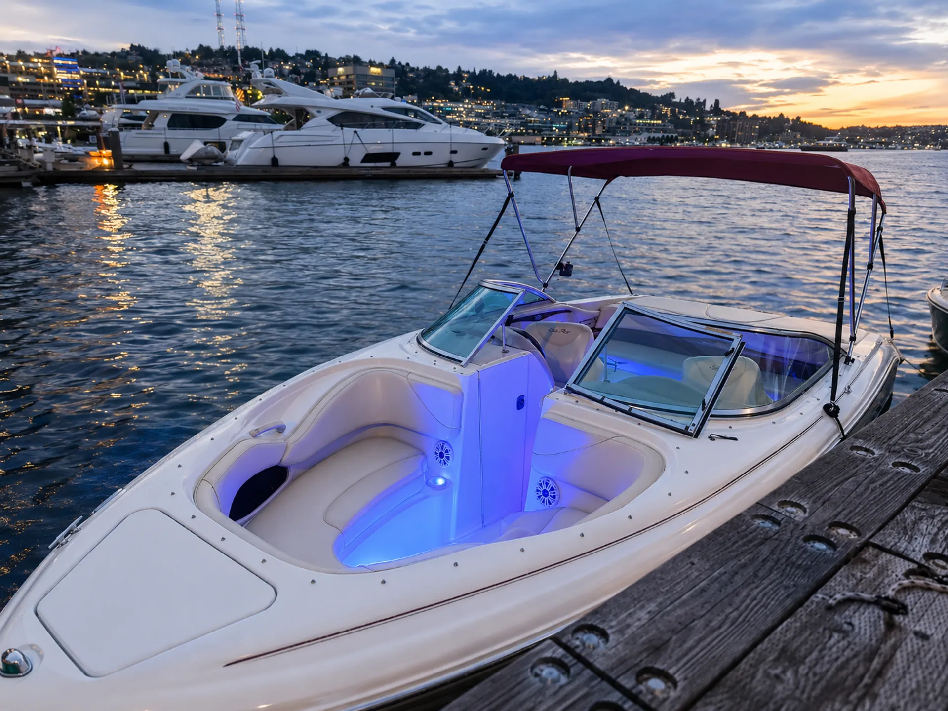 🌅 Sunset-Ready 21' Sea Ray — Bluetooth, Bimini, Cruising + Tubing Add