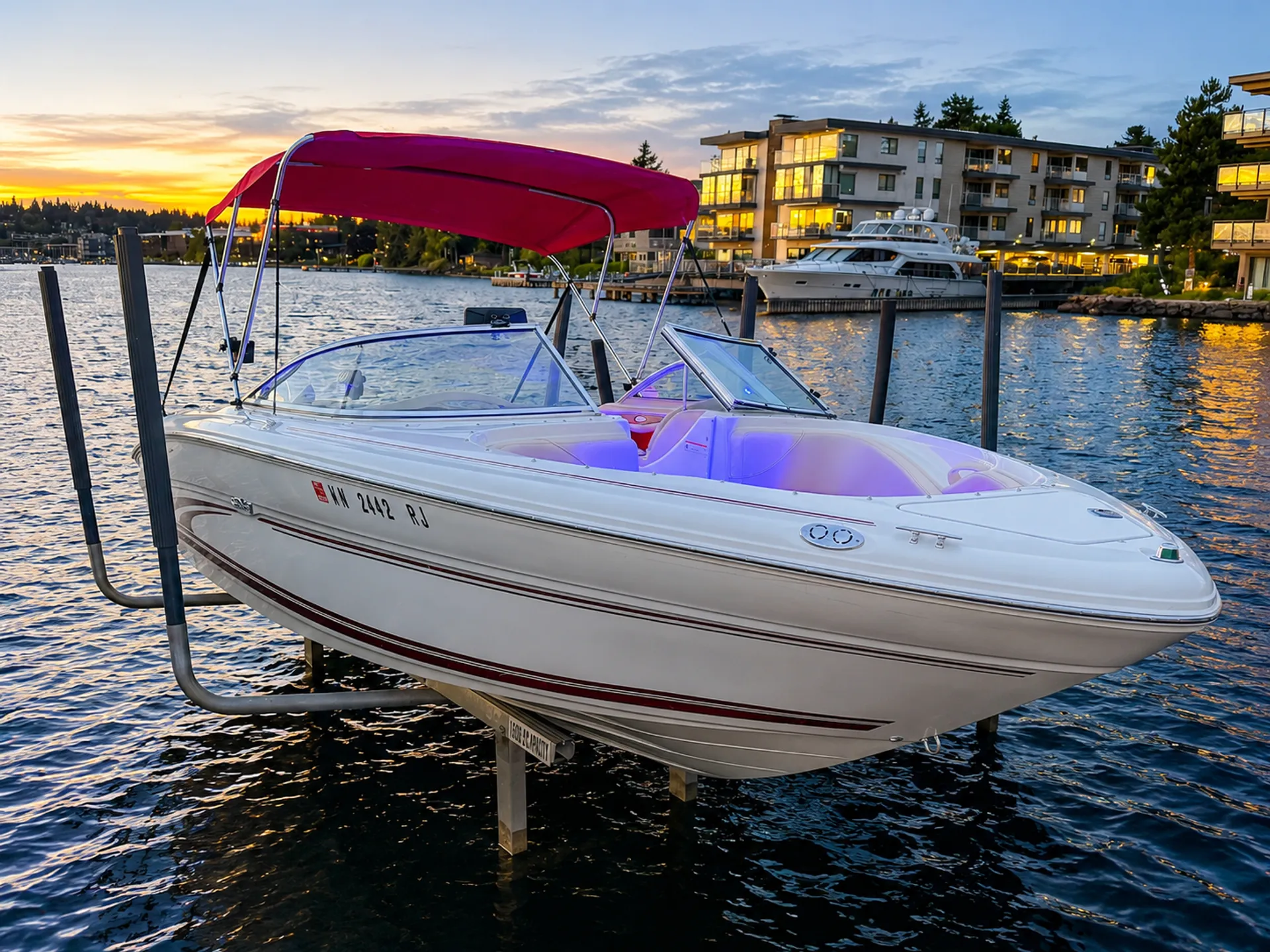 🌅 Sunset-Ready 21' Sea Ray — Bluetooth, Bimini, Cruising + Tubing Add