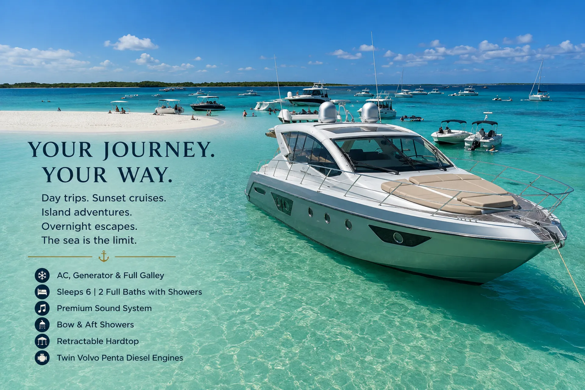 Luxury 44ft Cranchi Hardtop Italian Yatch 