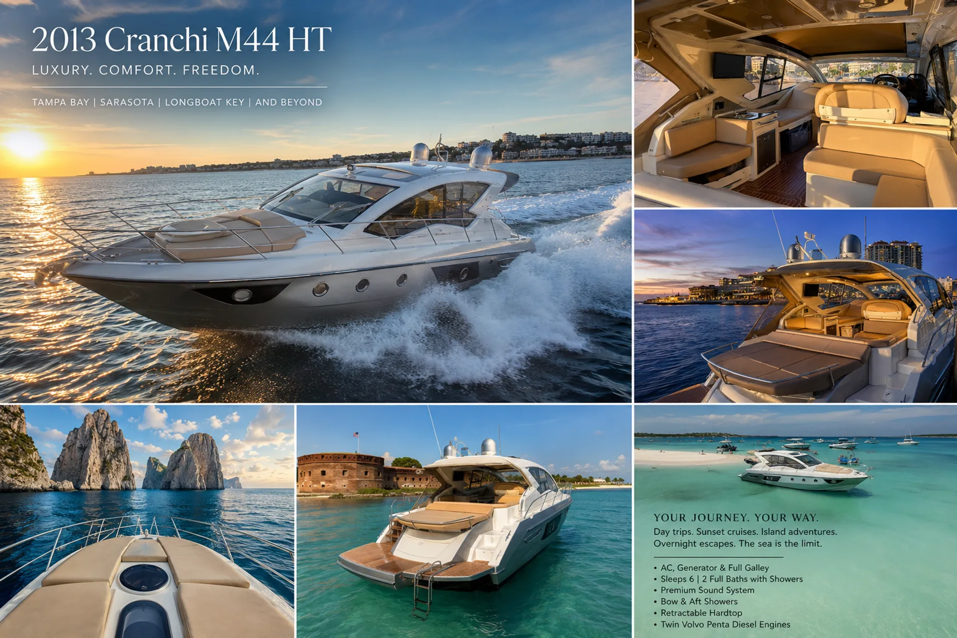 Luxury 44ft Cranchi Hardtop Italian Yatch 