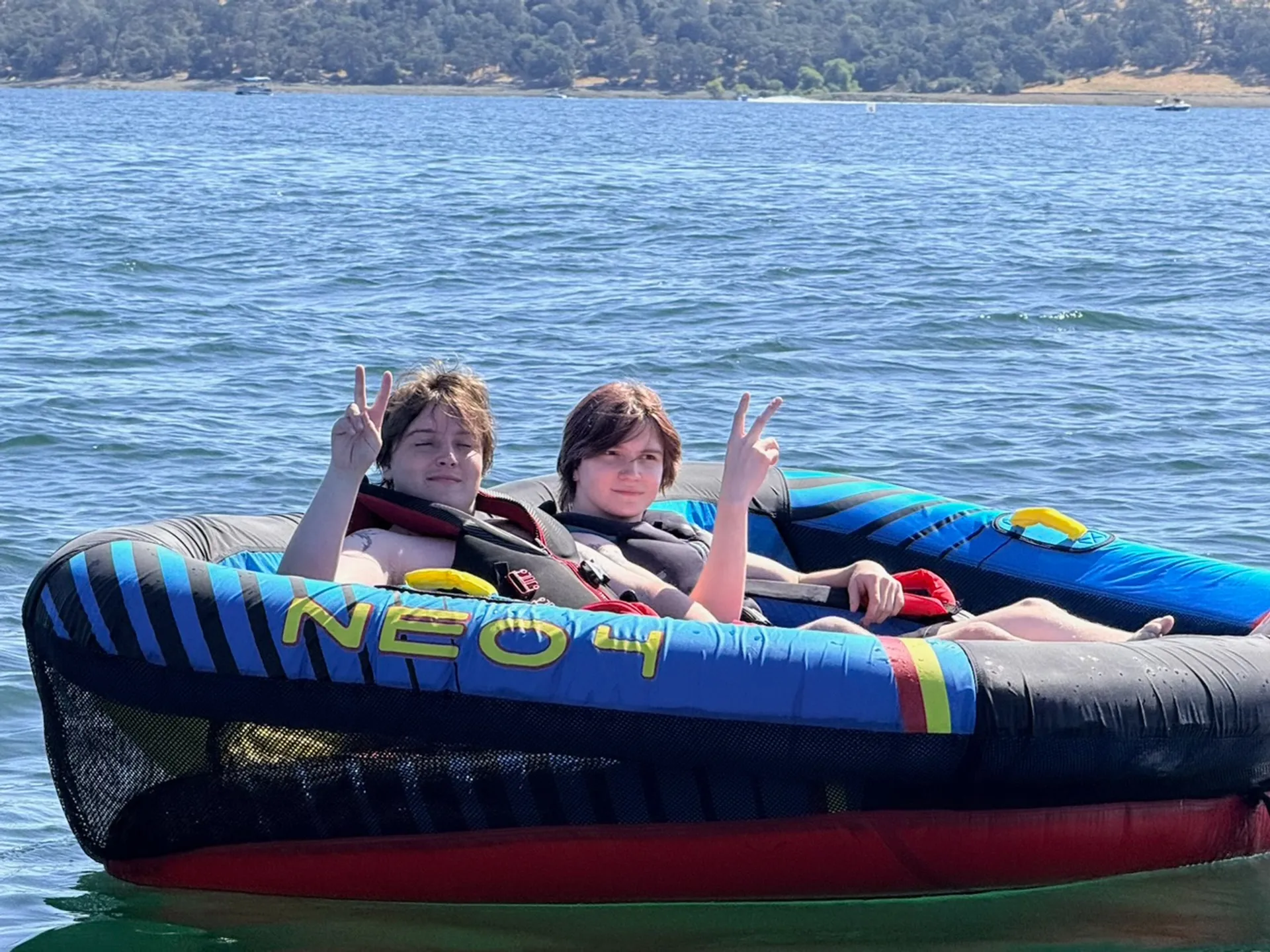 Folsom lake, tube, wake surfing, relaxing on the water
