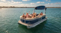 Cruise Mission Bay with Friends on a 10-Person Pontoon boat photo