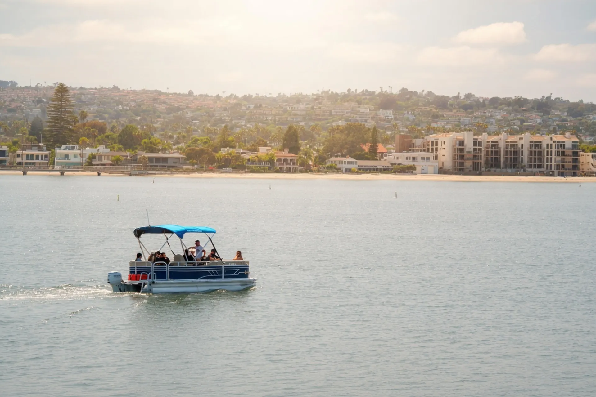 Cruise Mission Bay with Friends on a 10-Person Pontoon