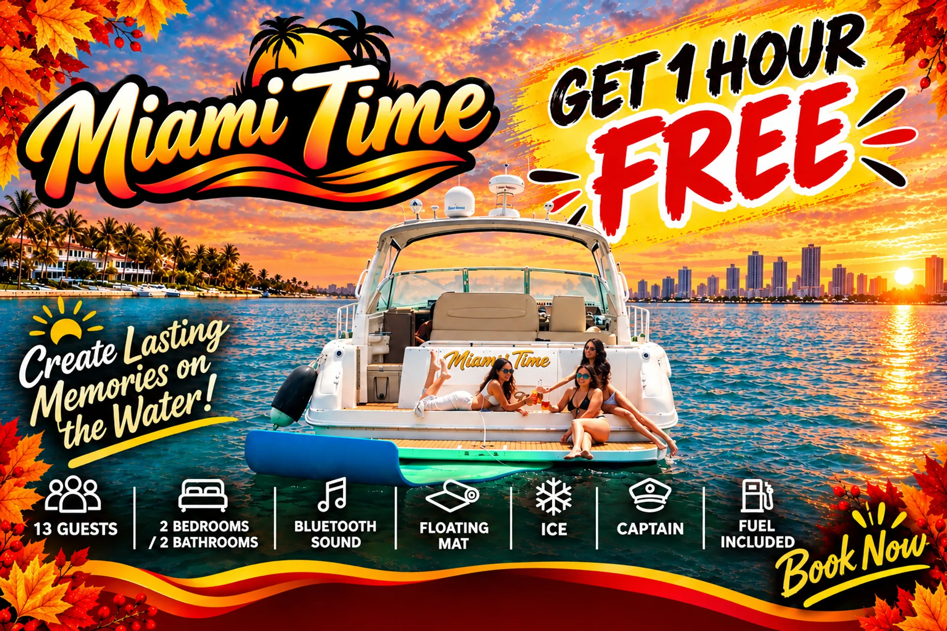 Get 1 HR FREE! 45' Sea Ray Sundancer Yacht 