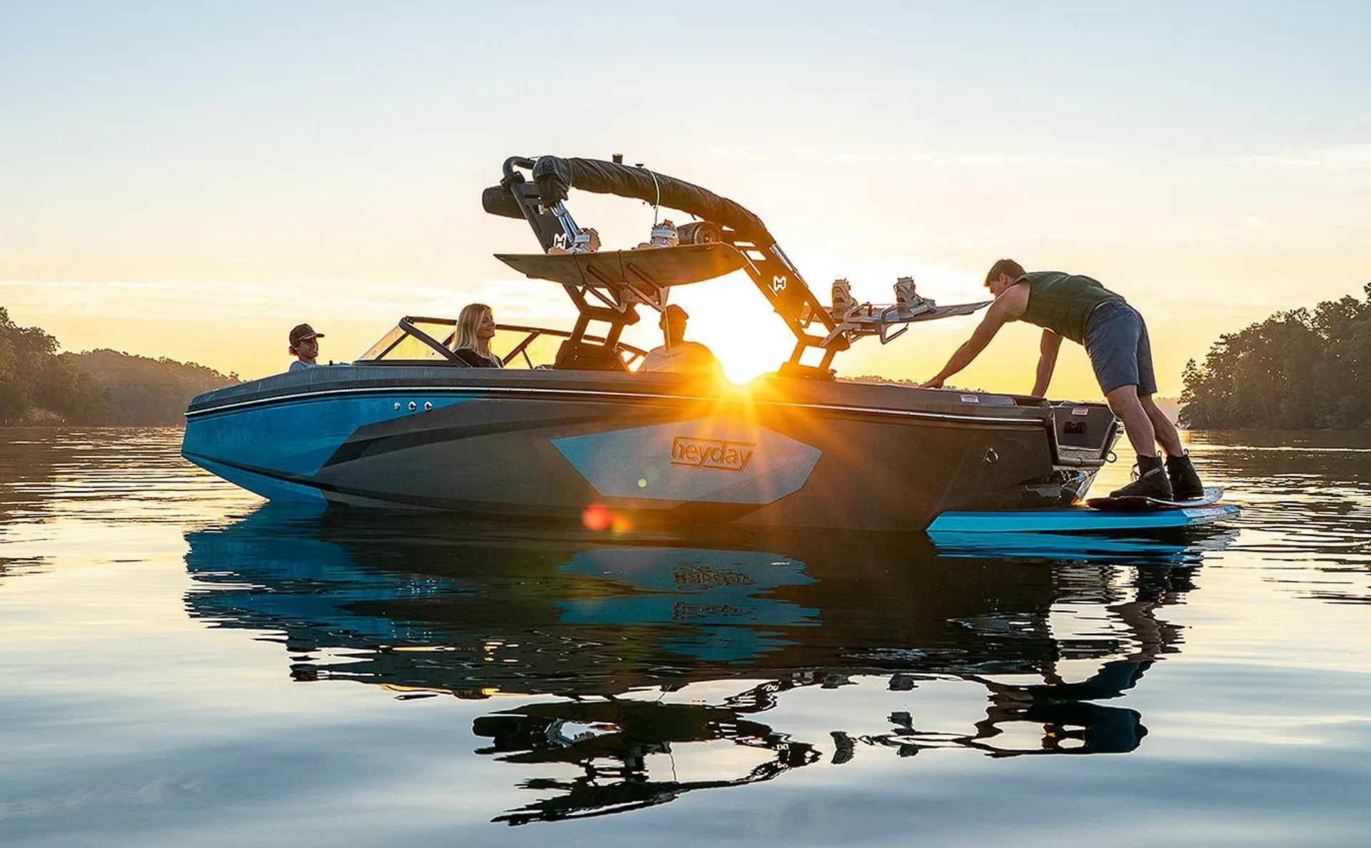 Enjoy Old Hickory Lake on a wake boat and do some wakesurfing